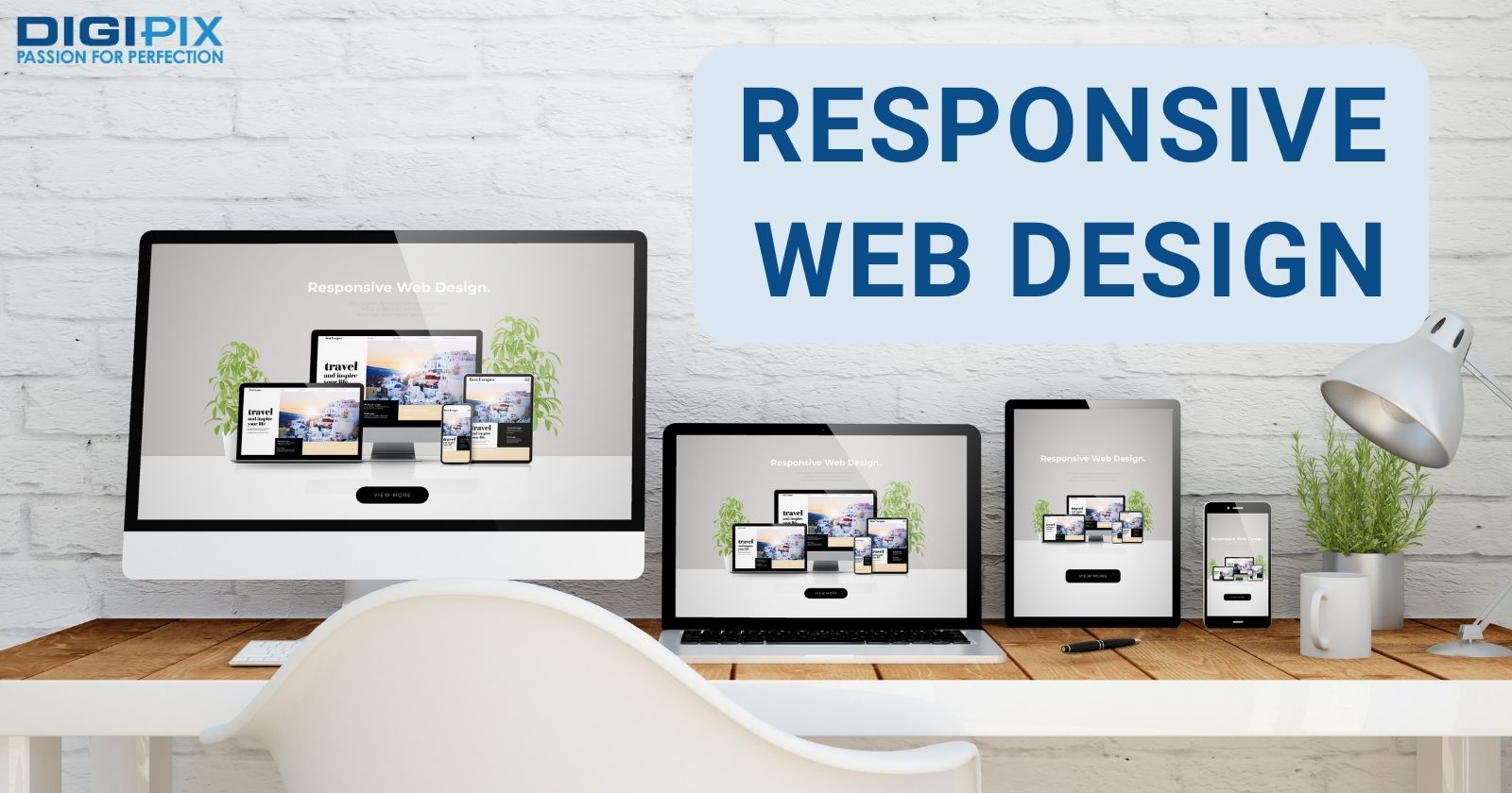 Responsive Web Design layout shows on Desktop, Laptop, Tablet & Mobile Screens