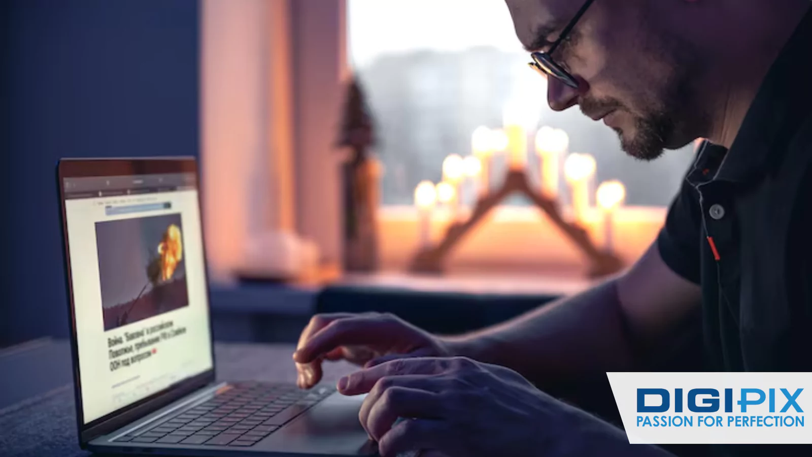 Man Working On Laptop 