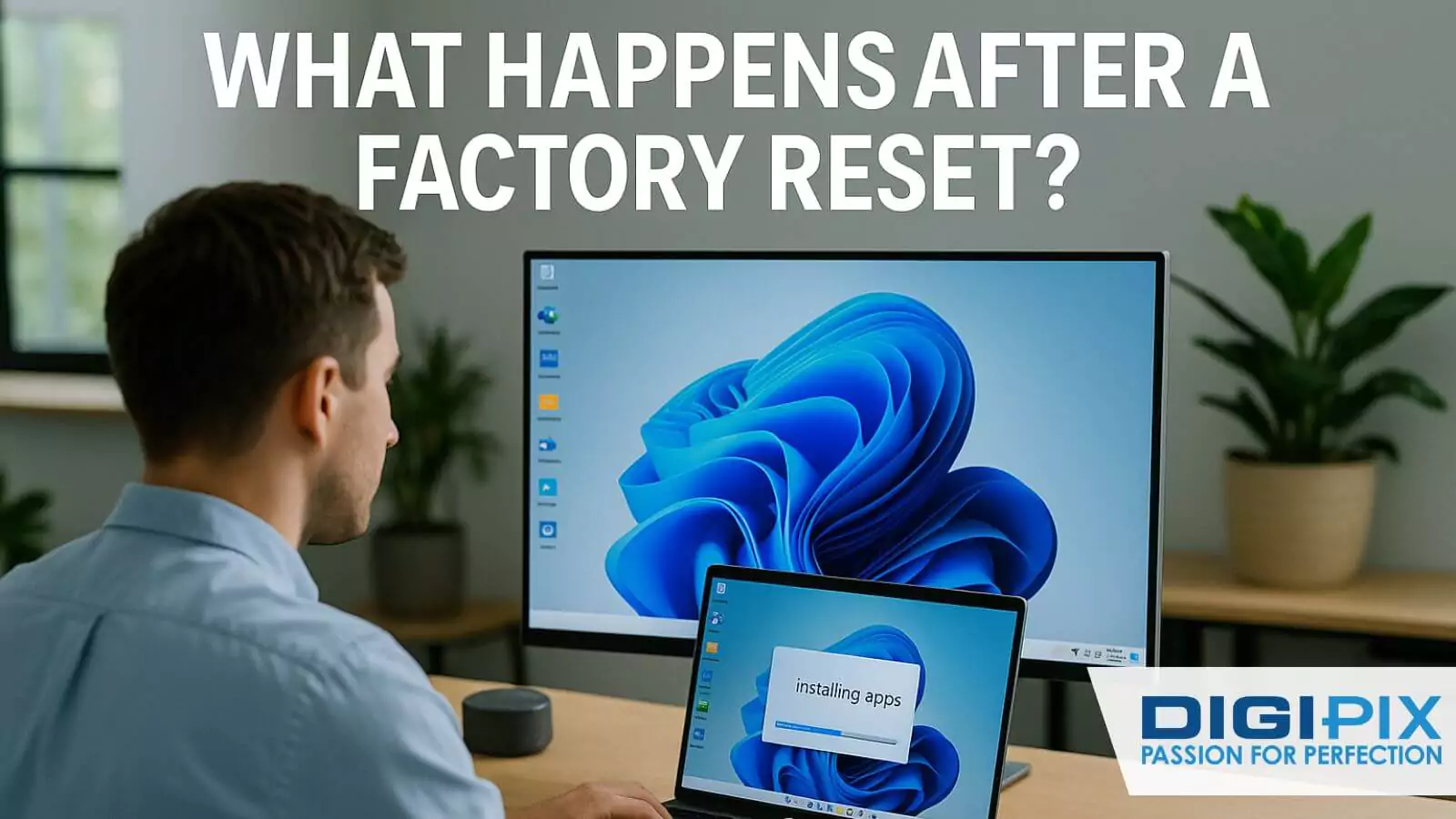 After a factory reset, your PC returns to its original state removing all personal files, apps, and settings for a clean start.