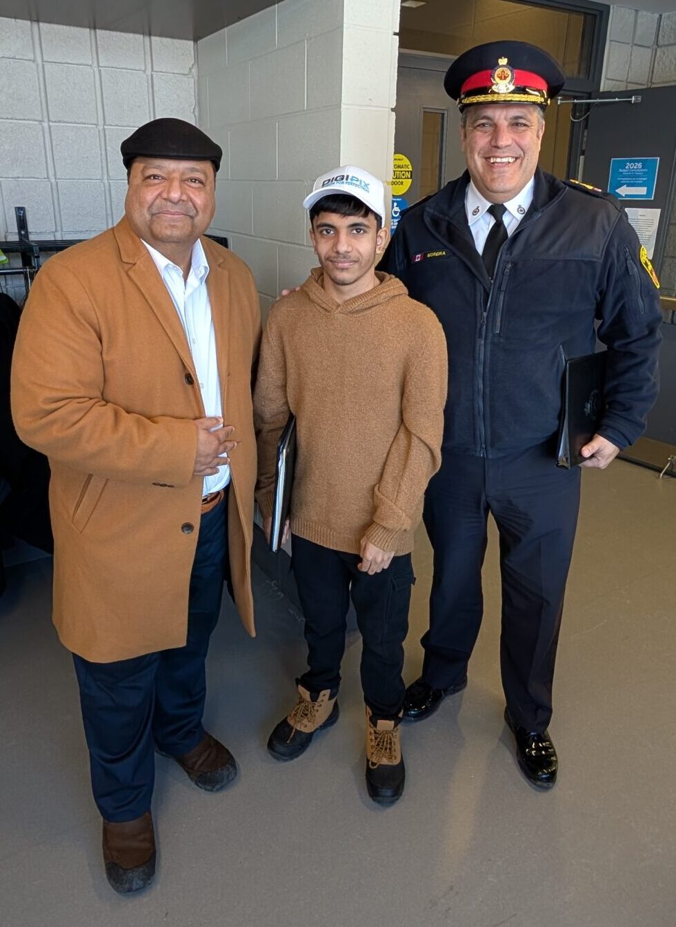 Khurram with his son Bazil & DRPS (Durham Region Police Service) Chief Peter Moreira